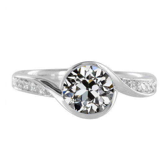 2 Carats Bezel Set Old Cut Solitaire Diamond Anniversary Ring