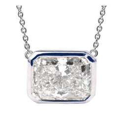 East West Set Women's Radiant Lab Grown Diamond Pendant Bezel Dog Ear 2 Carats