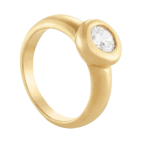 Yellow White New Elegant Sparkling Unique Solitaire Gold Diamond Ring 