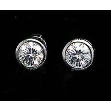 Bezel Set Solitaire 1 Carat Round Natural Earth Mined Diamond Stud Earrings Fine Jewelry