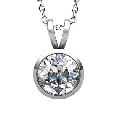 Bezel Set 4 Ct Round Brilliant Cut GIA Certified Lab Grown Diamond Pendant Necklace