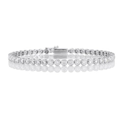 Bezel Set 5.40 Carats Round Cut Lab Grown Diamond Bracelet White Gold 10K