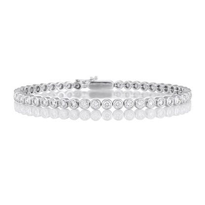 Bezel Set 5.40 Carats Round Cut Lab Grown Diamond Bracelet White Gold 10K