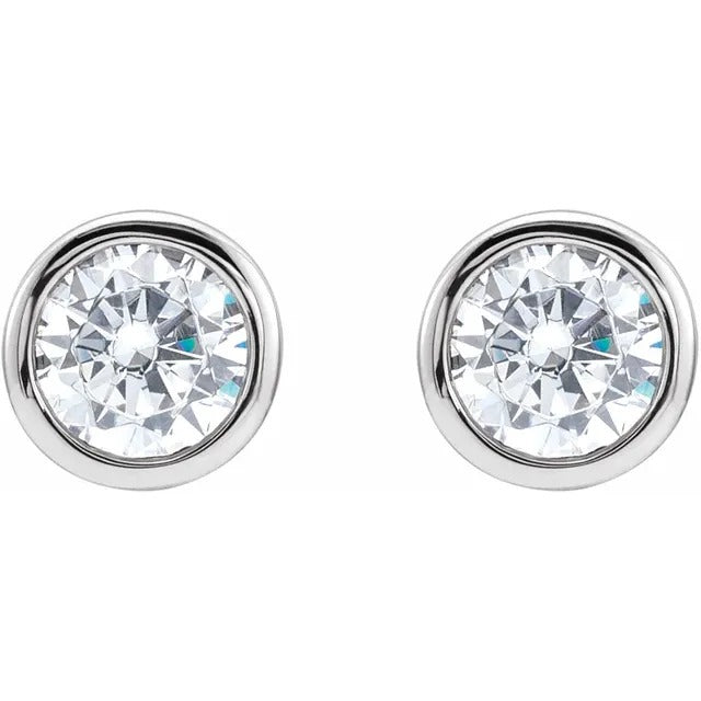 2.50 carats Bezel Set Lab Grown Diamonds Studs Earrings White Gold 14K G VS1