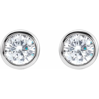 2.50 carats Bezel Set Lab Grown Diamonds Studs Earrings White Gold 14K G VS1