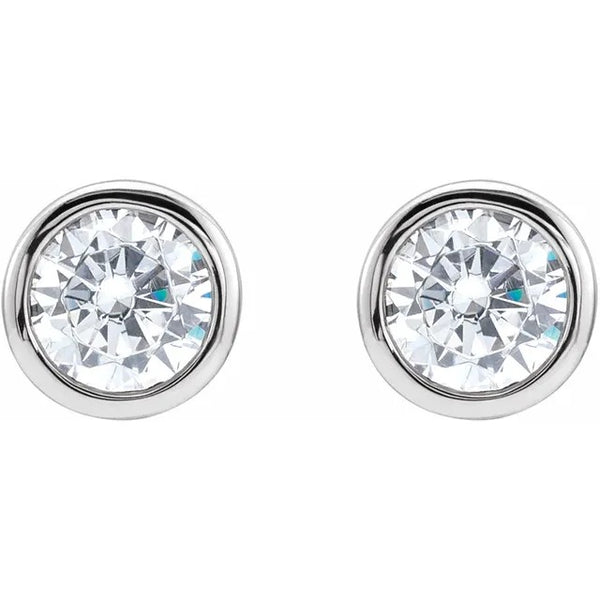 2.50 carats Bezel Set Mined Diamonds Studs Earrings White Gold 14K D VVS1