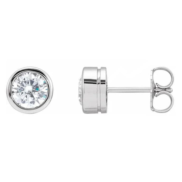Products 2.50 carats Bezel Set Diamonds Studs Earrings White Gold 14K D VVS1