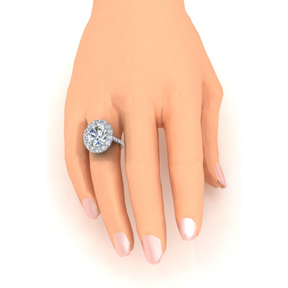 Oval Halo Diamond Ring White Gold 14K Jewelry For Women