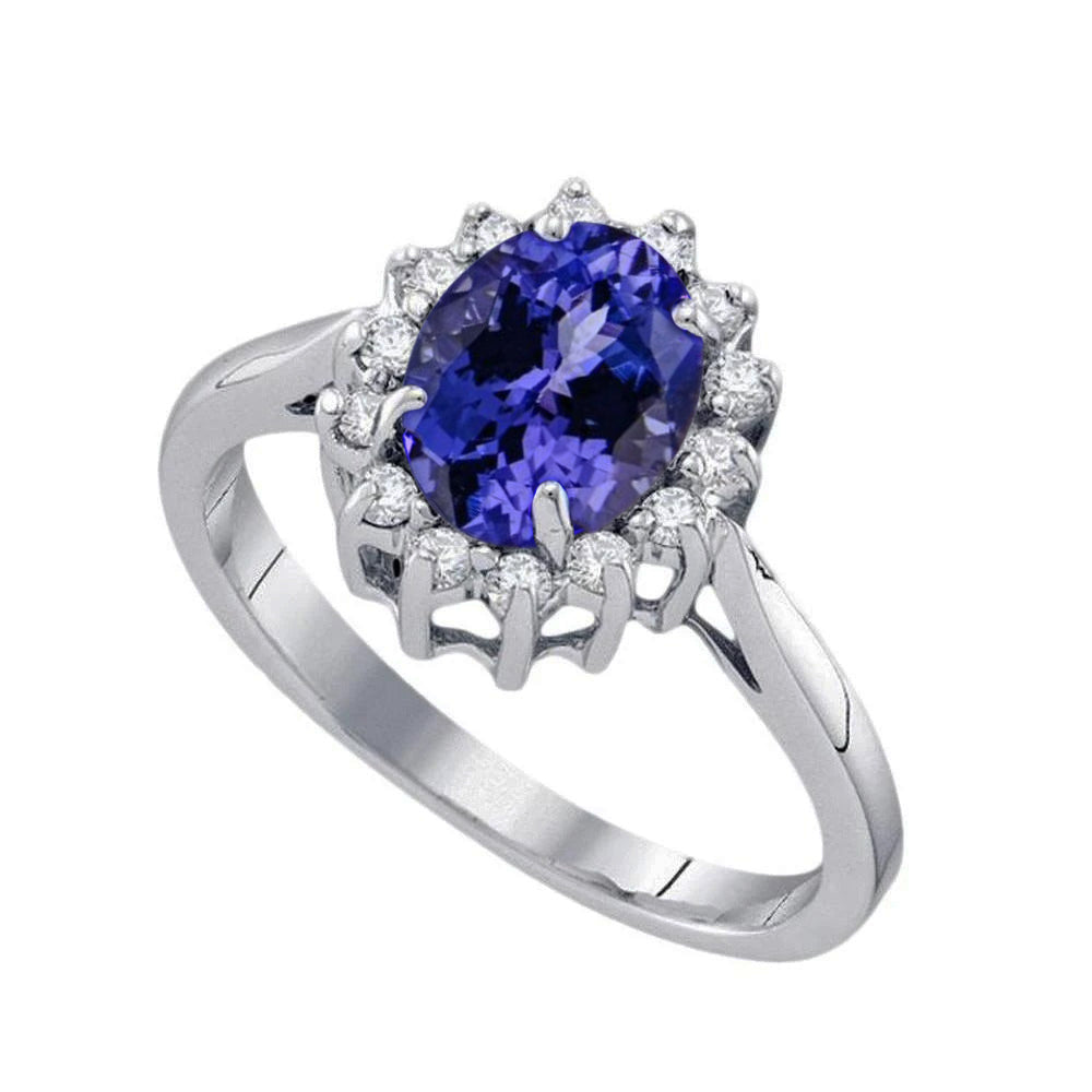  New High Quality Big Oval Tanzanite Stone Fancy    Diamond Jewelry Gold