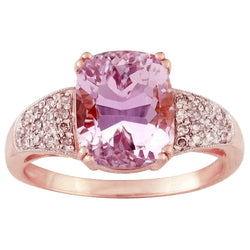 Big Pink Kunzite With Small Diamonds 18.85 Ct Ring Yellow Gold 14K