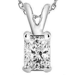 Big Radiant 2 Carat Diamond Pendant Necklace White Gold 14K New