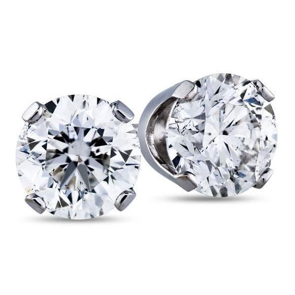 Big GIA Certified Lab Grown Diamond Stud Earrings 4 Carat White Gold 14K