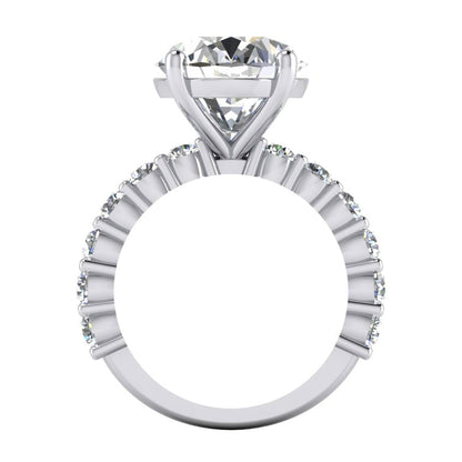 Big Oval Lab Grown Diamond Solitaire Ring With Accents 14K Gold