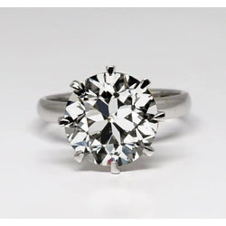 Round Old Mine Cut Natural Diamond Engagement Ring 2.50 Carats White Gold