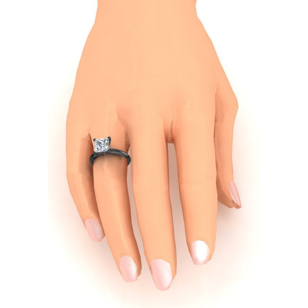 Black Gold Princess Diamond Ring Ladies Jewelry