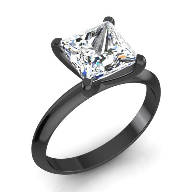 Black Gold Princess Huge Lab Grown Diamond Solitaire Ring 8 Carats