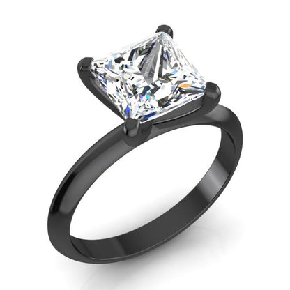 Black Gold Princess Huge Lab Grown Diamond Solitaire Ring 8 Carats