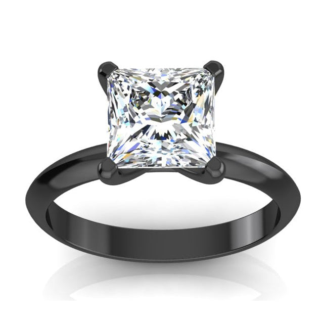 Black Gold Princess Huge Lab Grown Diamond Solitaire Ring 8 Carats