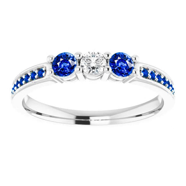 Products Blue Sapphire And Diamond Engagement Ring 1.07 Carats New