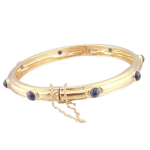 Amazing Ladies weeding  Blue Sapphire Cabochon Bracelet  Yellow Gold   Jewelry
