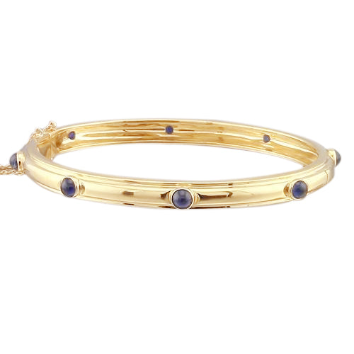 Amazing Ladies weeding  Blue Sapphire Cabochon Bracelet  Yellow Gold   Jewelry