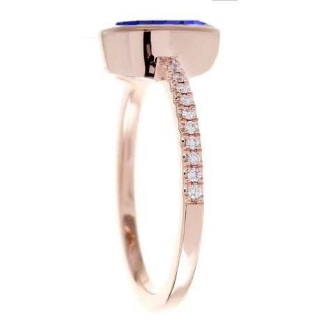 Blue Sapphire Solitaire Ring Bezel Set With Diamonds Gold