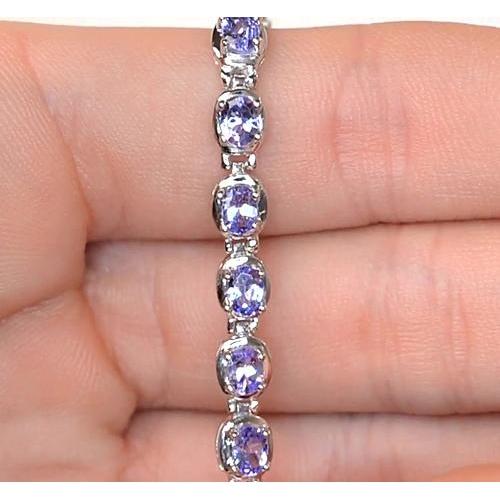 New Stylish Blue Sapphire  Tennis Bracelet Prong Set  Women Jewelry Gemstone Bracelet