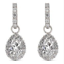 Bridal Dangle Diamond Earrings 9.50 Ct Pear Old Cut
