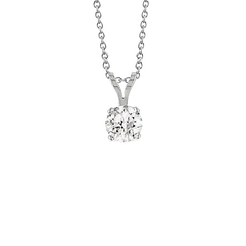 Brilliant Cut 1.50 Carat Solitaire Natural Earth Mined Diamonds Necklace Pendant WG 14K