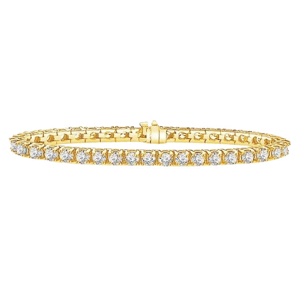 Brilliant Cut 5.60 Ct Prong Set Natural Earth Mined Diamonds Tennis Bracelet Yellow Gold