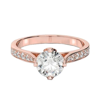 Brilliant Cut Cathedral Setting Diamond Engagement Ring Rose Gold