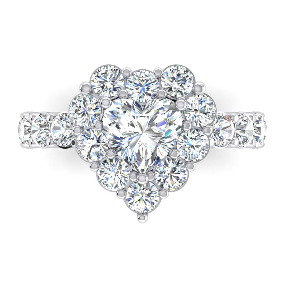 Sparkling Heart Cut Diamond Halo Ring New