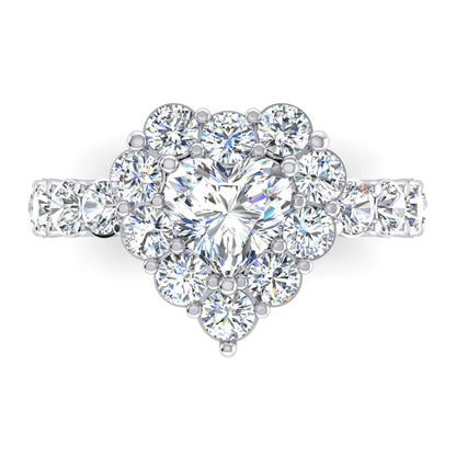 Sparkling Heart Cut Diamond Halo Ring New