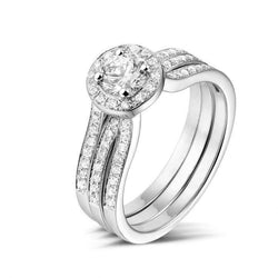 Brilliant Diamond Wedding Ring Set Split Shank White Gold 14K