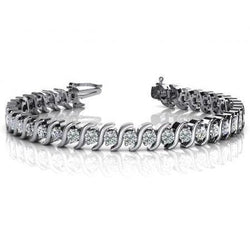 Brilliant Cut Natural Diamond Women Bracelet S Link 8.75 Carat WG