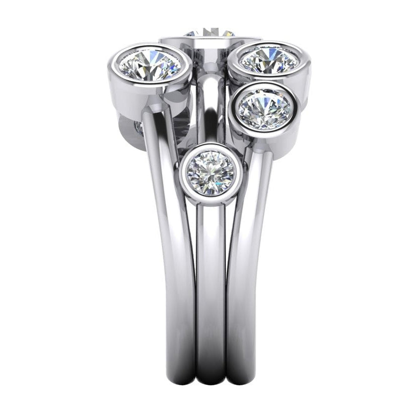 Bubble diamond Ring Split Shank 6 mm wide