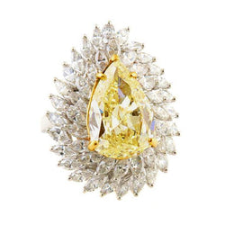 Canary Yellow Halo Ring Pear Cut & Marquise Cluster Diamonds