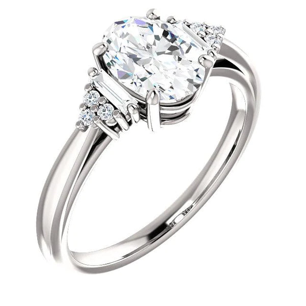 Cathedral Setting Diamond Engagement Ring 2.20 Carats Women Jewelry