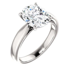 Cathedral Setting Solitaire Diamond Ring Oval 3.50 Carats