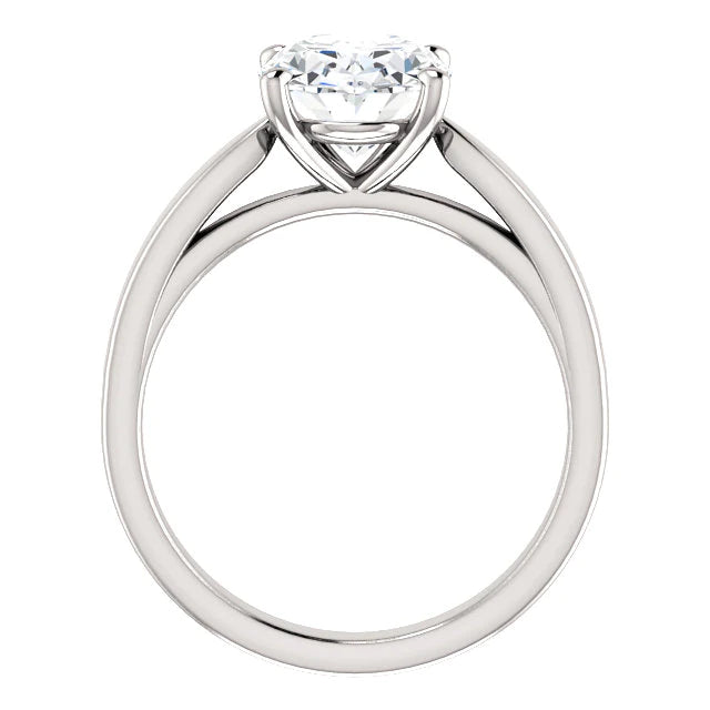 Cathedral Setting Solitaire Diamond Ring Oval 3.50 Carats