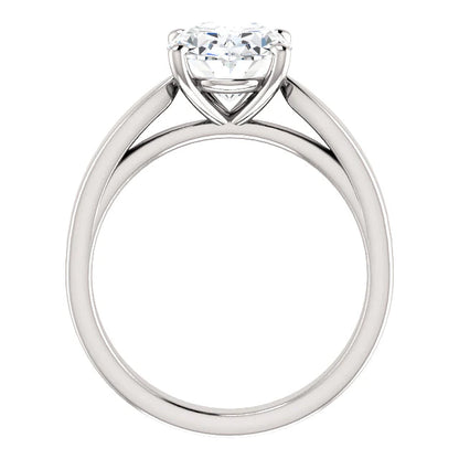 Cathedral Setting Solitaire Diamond Ring Oval 3.50 Carats