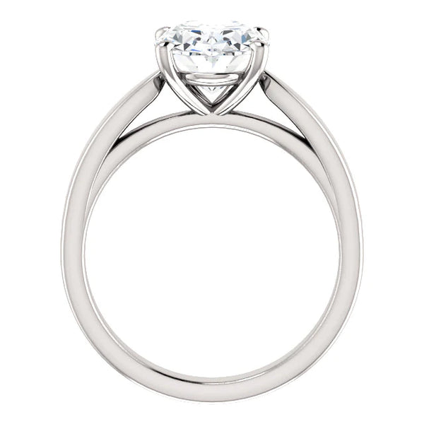 Cathedral Setting Solitaire Diamond Ring Oval 3.50 Carats