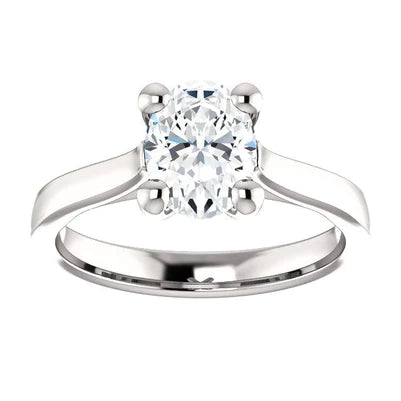 Cathedral Setting Solitaire Oval Diamond Ring 3.50 