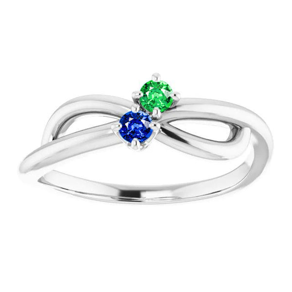 Ceylon Blue & Green Emerald Ring  LAdies Infinity 