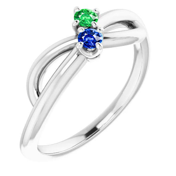 Ceylon Blue & Green Emerald Ring  LAdies Infinity Twist Women