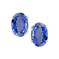 Ceylon Sapphire 8 Ct. Studs Post Pair Earring White Gold 14K Jewelry
