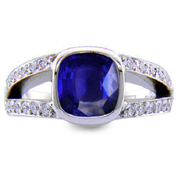 Ceylon Sapphire And Diamond Ring White Gold 14K 4.5 Carats