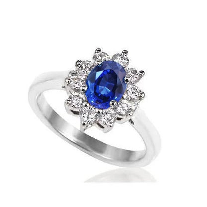 Lady’s  Style  Ceylon Sapphire And Diamonds   Ring White Gold