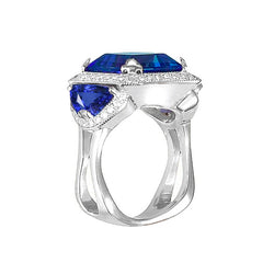Ceylon Sapphire Gold Engagement Ring Round Diamonds 6.01 Ct.