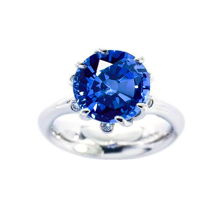 Ceylon Sapphire With Diamonds   Ring White Gold